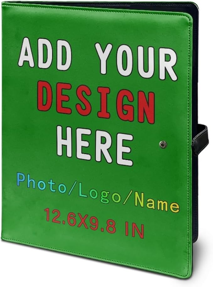 Personalized Padfolio with Logo, Custom Business Portfolio with A4/US Letter Writing Pad Holder for Resumes and Interviews, Green