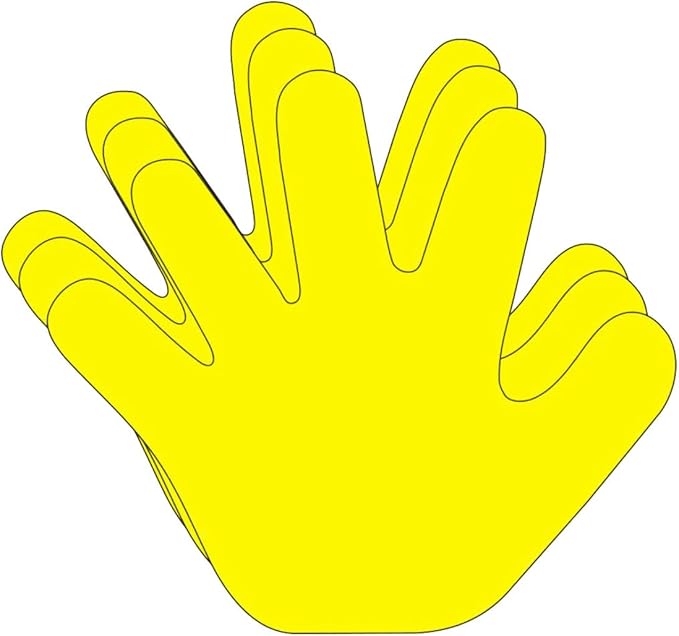 SHAPES ETC. 31 Pcs Hand Large Paper Cut-Outs 5.5in, Bulletin Board Decorations, Classroom Decor, Creative Craft Projects, All About Me, Handprint Wreath, Craft Supplies, Made in USA (Yellow)