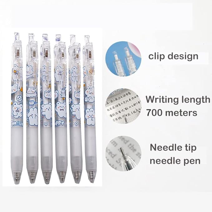 Kawaii Gel Pen Cute Cartoon Press Pen ins Creative Cute Cartoon Student Black Signature Gel Pen(0.5mm,White)