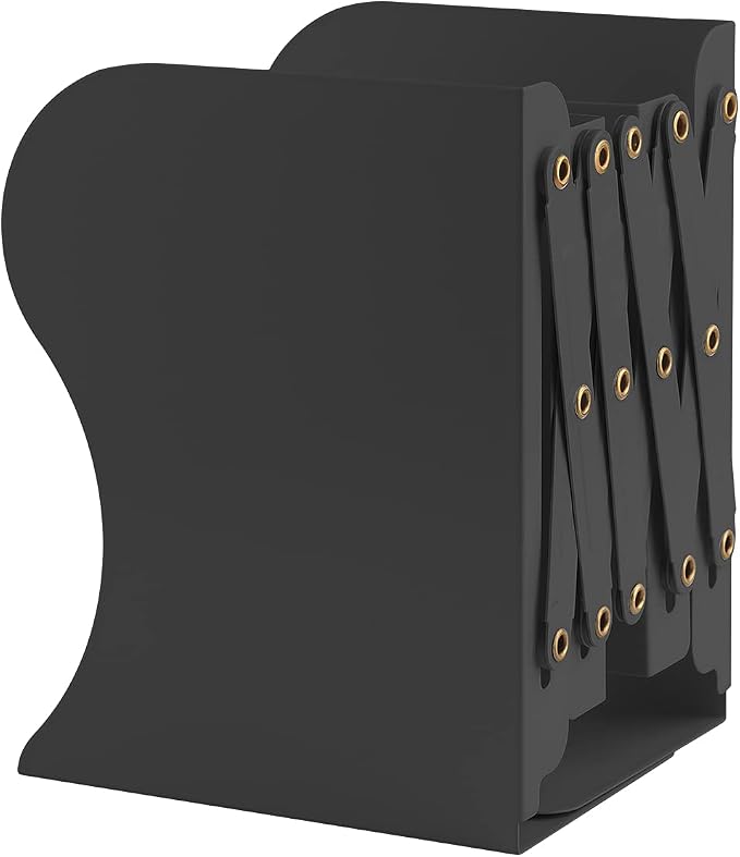 MSDADA Adjustable Bookends, Bookends for Heavy Book, Expandable Book Organizer for Office, School, Libraries, Extends up to 19 inches (Black)