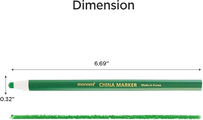 MONAMI Peel Off China Markers - Black Grease Pencil Wax Markers, 12 Count, Fade & Moisture Resistant, Easy to Erase, for Glass, Metal, Porcelain & More