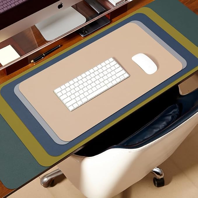 Leather Desk Mat - Non-Slip PU Desk Pad for Office and Home - Desk Organization and Accessories - Ideal for Large Mouse Pad and Desk Mats on Top of Desks (White,27.6"x 13.8")