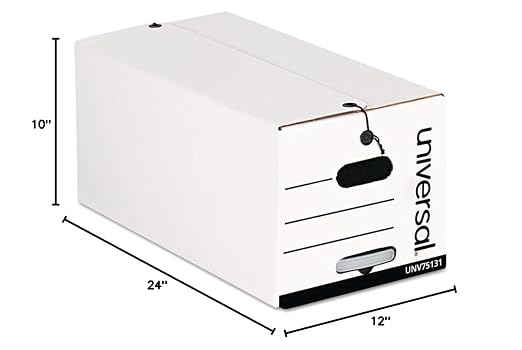 Universal Quick Set-up String-and-Button Boxes - Letter - White Textured Cardboard - Carton of 12