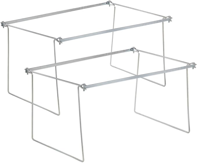 Blue Summit Hanging File Bars For File Cabinet, Letter Size, 13x17.5, Metal Files Holder Bars on Desktop, File Drawer Organizer Insert, Filing Cabinet Organizer Insert, Set of 2