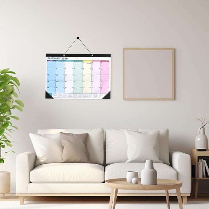 Calendar 2026, Desk Desktop Calendars 2026-2027, 18 Month from Jan 2026 - Jun 2027 Large Wall Calendar Month Planner Organizer with Corner Protectors for Home Office Teacher School Supplies 17x12 IN