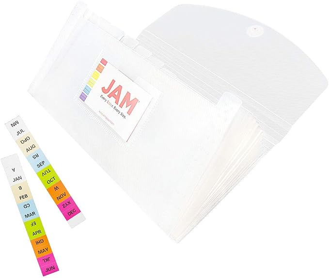 JAM PAPER Accordion Folders - 13 Pocket Plastic Expanding File - Check Size - 5 x 10 1/2 - Clear - Sold Individually