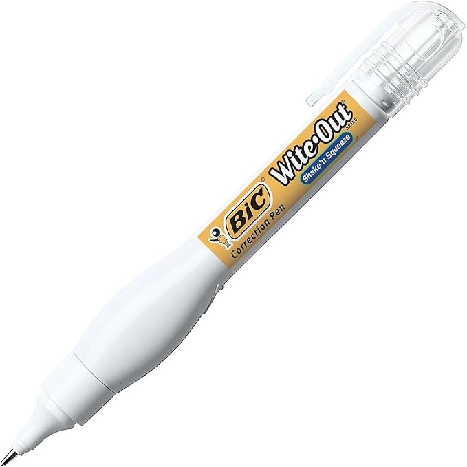 BIC WOSQP11 Wite-Out Shake 'n Squeeze Correction Pen, 8 ml, White