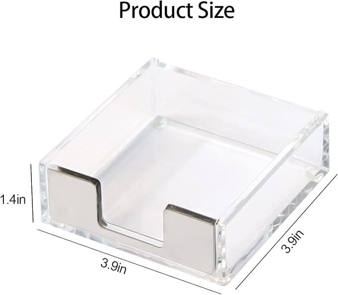 MultiBey Sticky Notes Memo Pad Holder Dispenser Silver Acrylic Transparent Sticky Note Pad Desk Supplies Organizer Accessories for Office Home Schools (Silver)
