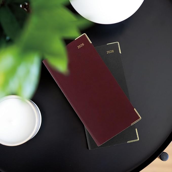 Letts of London® 2026 Classic Weekly/Monthly Appointment Book and Planner, 12 Months, January to December, Gold Corners, Horizontal, Slim Size, 6.625" x 3.25", English, Black (C32SBK-26)