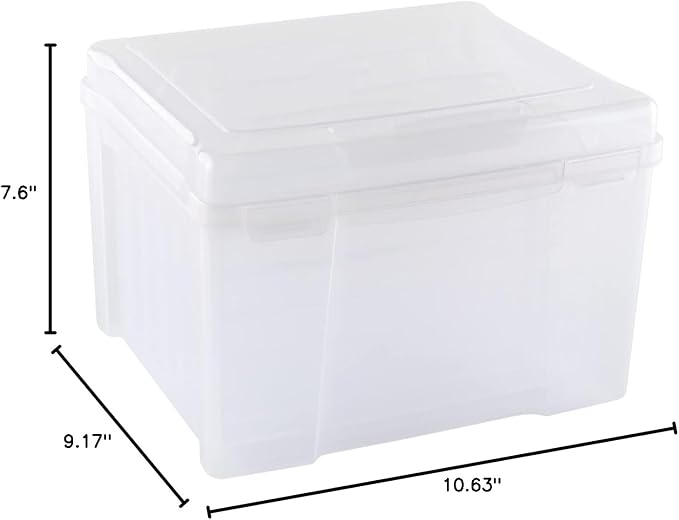 Briartw Clear Plastic Storage Box with Snap Closure lid - Stackable Organizer File Box with 6 Dividers & 10 Labels for Home Office Craft Supplies, 7.6"H x 10.6"L x 9.17"W