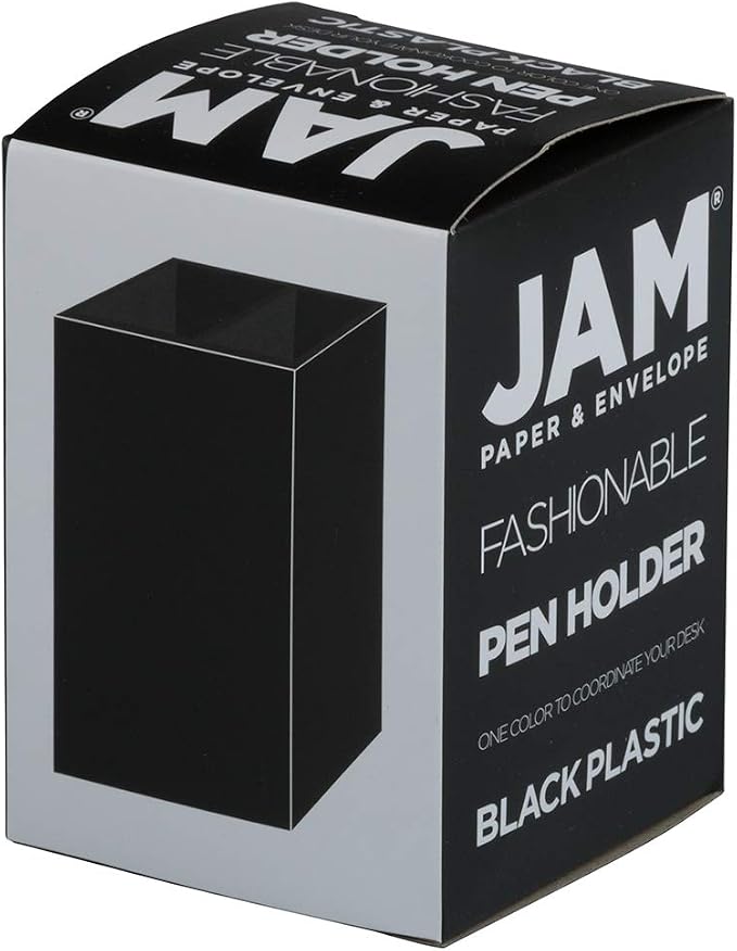 JAM PAPER Plastic Pen Holder - Black - Desktop Pencil Cup Sold Individually