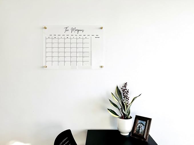 Personalized Calendar with Family Name - Custom Family Weekly & Monthly Planner, Dry Erase Wall Calendar Organizer, Calendar with Marker