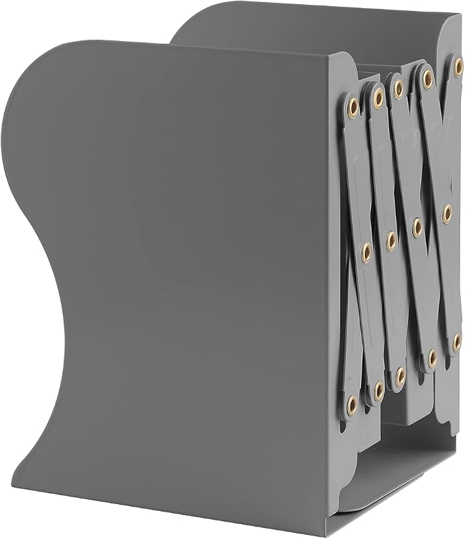 MSDADA Adjustable Bookends, Book Ends for Heavy Books, Expandable Book Organizer for Desk, Shelf, Office, School, for 6 7 8 9 10 11-15 Boys and Girls, Extends up to 19 inches (Grey)