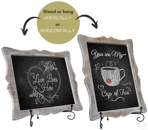 Tabletop Chalkboard Sign with Easel (11x13) + 8 Brilliant Liquid Chalk Markers | Hanging or Freestanding Framed Chalk Board with Hand Crafted Sweetheart Frame - Multipurpose Small Sign