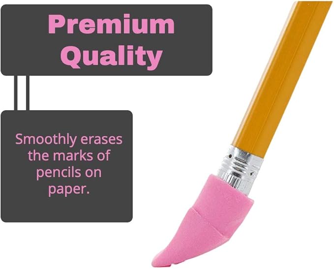 1InTheOffice Pencil Cap Erasers, Assorted Colors, Arrowhead Caps Tops Eraser, Eraser Cap for Art, School, Office Use, and Classroom Set, (Pink, 288 Pack)