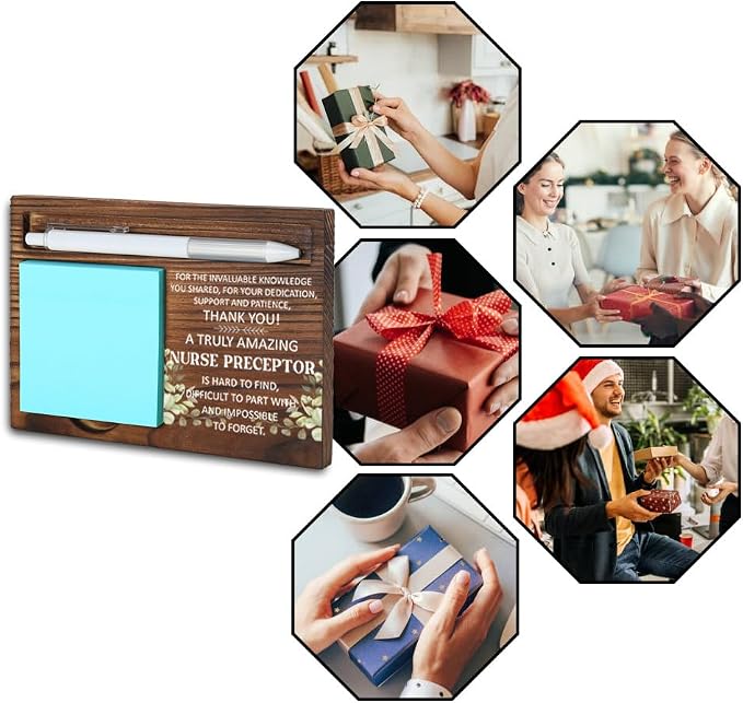 Inspirational Desk Organizer for Nurse Preceptors, Thank You Gift for Mentors, Appreciation Office Decor, Motivational Quote Engraved, Wooden Sticky Note Holder, LQQ29