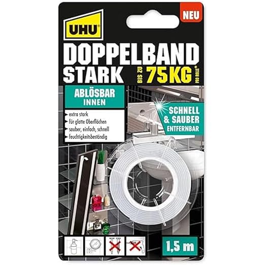 UHU 46890 Double Strap Removable, White, 1,5m
