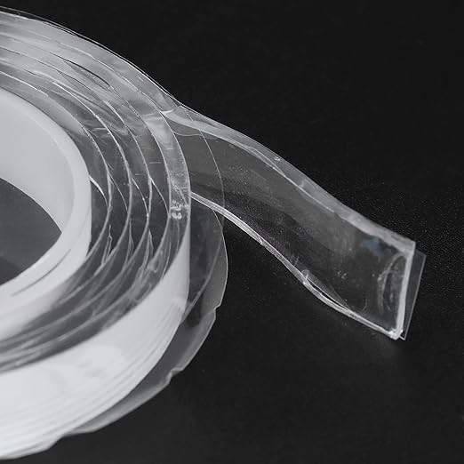 Washable Reusable Double Sided Tape | Strong Acrylic Adhesive for Walls/Photos/Decor | No Marks Transparent Tape Fasteners | 10 Pack, 1 Meter Total Length
