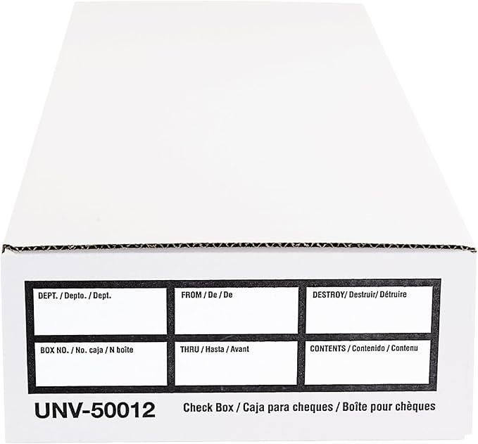 Universal Economy Storage Box, Check/Deposit, Paper, 9" x 24" x 4, White, 12/Carton (50012)