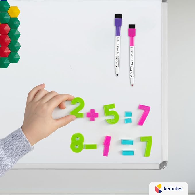 Kedudes Magnetic 8.5’’ x 11’’ Small Dry Erase Whiteboard - Includes 6 Magnetic Dry Erase Markers, Assorted Colors - Small Board for Fridge, Locker, Office, Classroom, Dorm Room