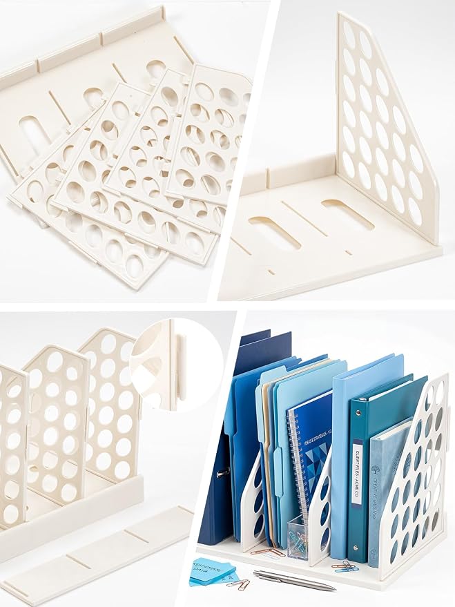 File Holder for Desk, Desktop Document Organizer, 3-Sections Plastic Office Folder Organizers Accessories for Home, School
