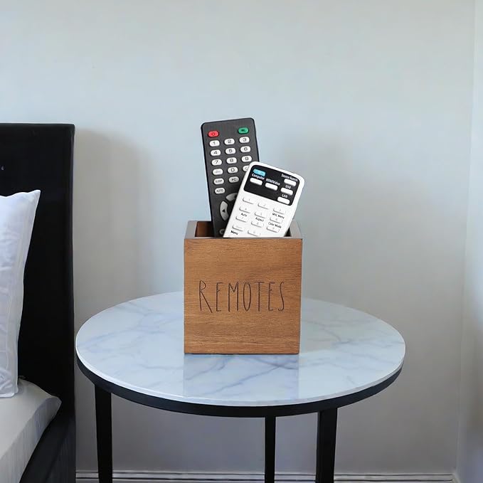 LBEMEY Acacia Wood Remote Control Holder, TV Remote Holder, Remote Organizer for Table,Home,Living room, bedroom for Wooden Remote Box (Brown, S,for 2 or 3 Remote Controls)