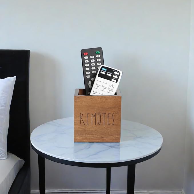 LBEMEY Acacia Wood Remote Control Holder, TV Remote Holder, Remote Organizer for Table,Home,Living room, bedroom for Wooden Remote Box (Brown, S,for 2 or 3 Remote Controls)