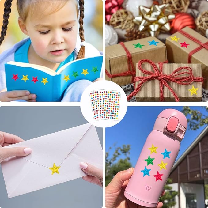 1440 PCS Rainbow Star Stickers, Holographic Foil Stickers for Kids Reward, 15 Sheets 8 Colors Small Sticker School Planner, Behavior Chart, Classroom Teacher Supplies, DIY