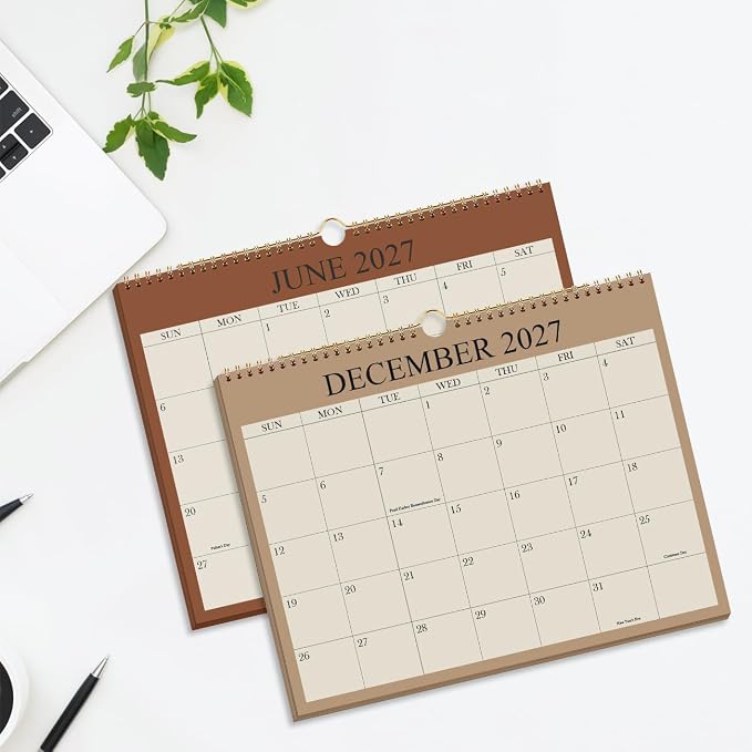 2026-2027 Calendar - Wall Calendar 2026-2027 from June 2026 Until December 2027,19 Months Calendar with Premium Paper, Twin-Wire Binding & Hanging Hook, 8.5" x 11", Green
