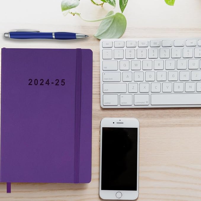 26-27 Academic Planner - Weekly and Monthly Planner, Jul 2026 - Jun 2027, Holidays, Contacts and Notes Pages, Vegan Leather Cover, Elastic Closure, 5.5”x8.25”, Purple