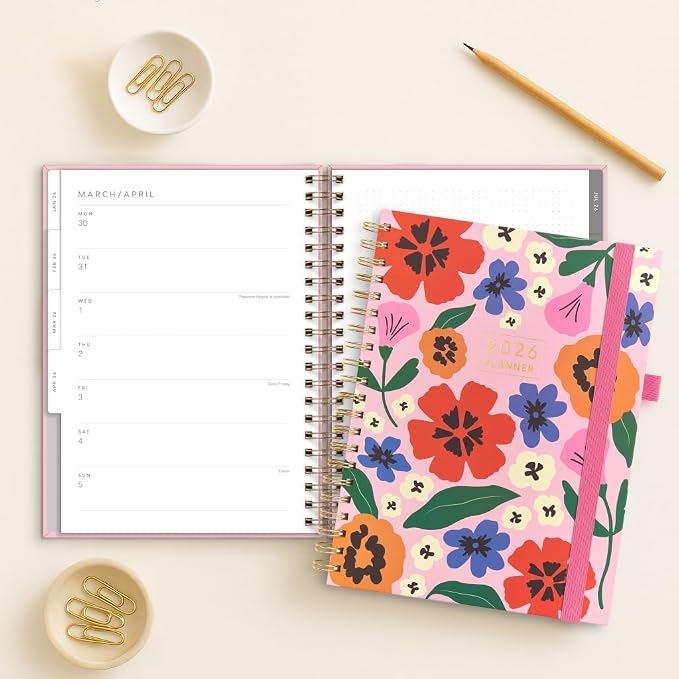And Per Se 2026 Planner, A4 Size-Daily, Weekly & 18-Monthly Planner, Daily Schedule, Monthly Tabs, 100 GSM Thick Paper(Elegant Florals)
