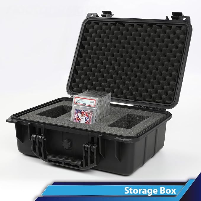 CROSSDESIGN Storage Box for Collectible Cards, Tools, Screws, Craft Supplies DIY Adjustable Organizer Box with Removable Dividers & Protective Foam, Lightweight Stackable Storage Container Black