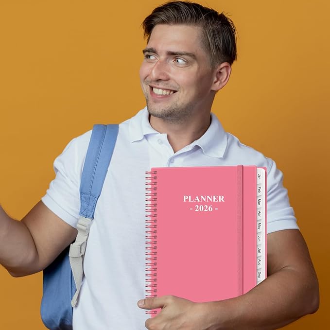 2026 Planner - Planner 2026 from January 2026 to December 2026, Weekly Monthly Planner 2026 with 12 Monthly Tabs, Inner Pocket, 8.5" x 11", Pink