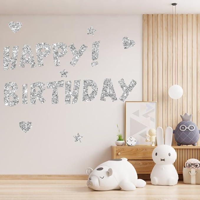 233Pcs Glitter Bulletin Board Letters, Numbers and Punctuation, with Adhesive Dots, for Classroom Numbers Alphabet Poster Board Letters Display School Decoration (Silver)