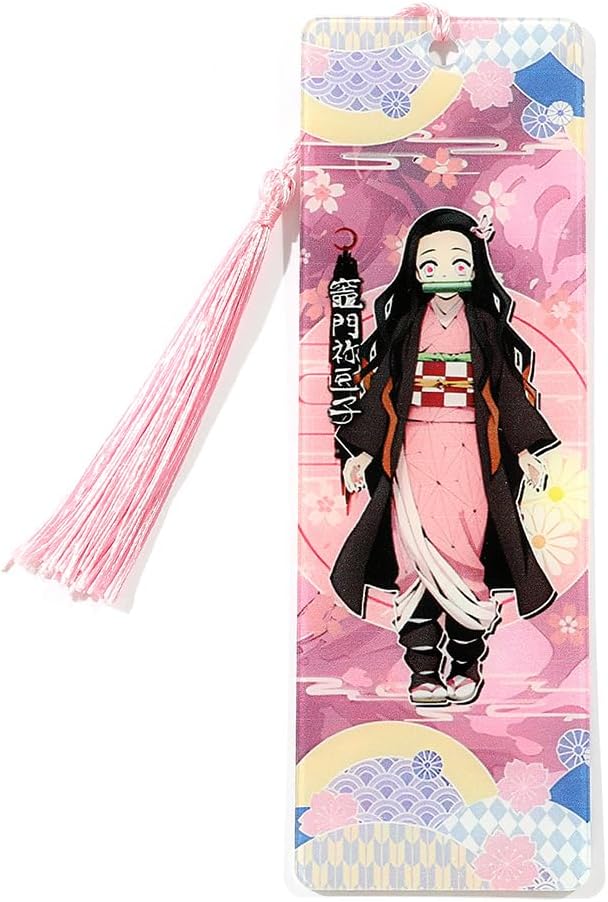 Anime Demon Kamado Acrylic Bookmark - Anime Tanjiron Zenitsu Giyuu Kyoujurou Figure Page Mark Reading Tool, Holiday Gifts for Reading Fans Book Lovers Bookworm (Style E)