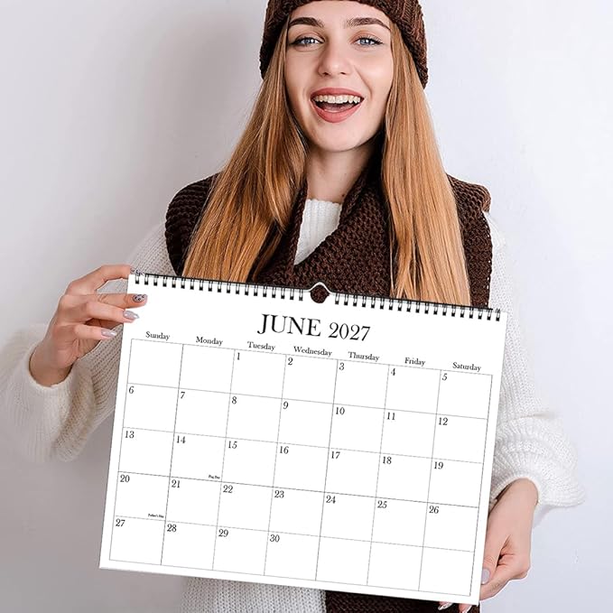 Calendar 2026-2027 - Wall Calendar from January 2026 to June 2027, 2026 Wall Hanging Calendar Planner with Thick Paper, 12" x 14.5", Black