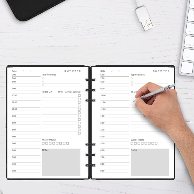 (3 Pack) Undated Daily Planner Refill - A5 Planner Inserts, 300 Sheets/600 Pages, 6 Hole Refills Paper, Planners Refills for Filofax, College Ruled, 5.8 X 8.26 Inch, 6-Hole Punched, 100gsm
