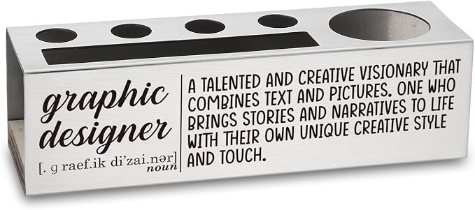Thank You Stainless Steel Pencil Holder for Graphic Designer, Appreciation Gift for Graphic Designer, Motivational Desk Organizer for Creative Professionals, Desktop Decor for Office, Studio TZC178
