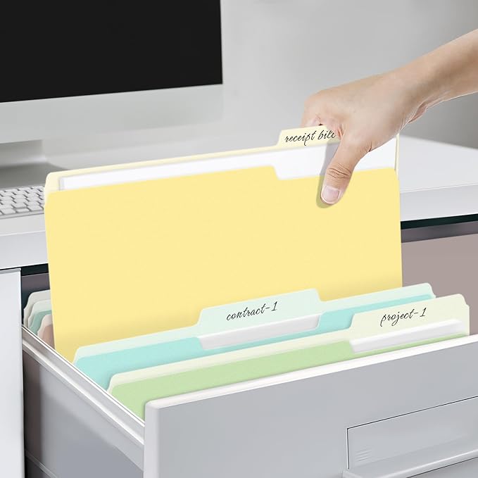 SUNEE File Folders, 100 Pack Manilla Folders 8.5 x 11, 10 Colors Folder Office Organization Home School Folders for Documents Files Paper