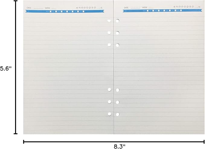 Zelten Refills/Loose Leaves for A5 Cover Ring Binder/Personal Organizer/Planner(A5 6 Holes, Lined Blue)