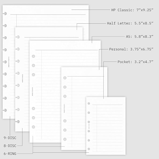 2026 Cloth and Paper Year Dated Monthly Planner Inserts | Sunday Start (Pocket-FBM, white)