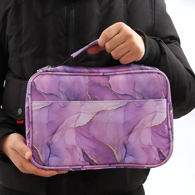 Bible Cover Carrying Book Case Church Bag Bible Protective with Handleand Zippered Back Pocket, Gift for Girls Women Mother Men Women Father Kids(Marple Purple)