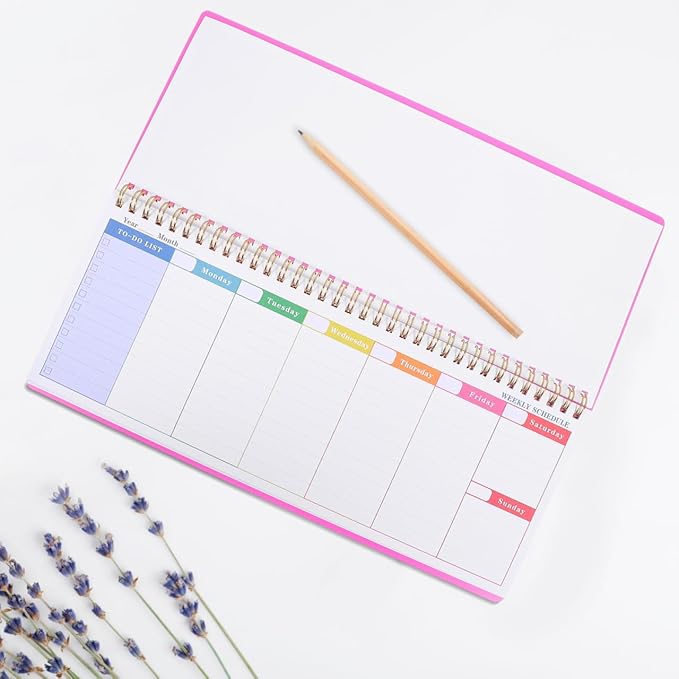 VICASKY Weekly Planner Spiral Book Desk Notebook Scheduler Calendar Bound Blank Desktop Undated Daily Planning Notepad Planne Pad Time Management Assignment Habit Tracker Plan Note Efficient Schedulin