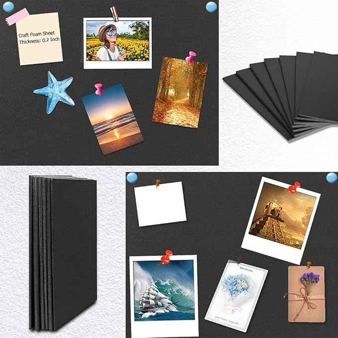 11.75x16.5 inch Black Foam Board 16Pcs A3 Black Poster Board 3/16" Thick Foam Core Backing Board Black Mat Boards for Projects Art Presentations Crafts Display Favors