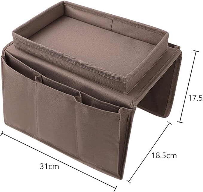 Couch Sofa Armrest Organizer Arm Chair Caddy Bedside Storage Pockets Bag with Snacks Tea Cup Holder Tray Recliner Armchair Remote Control Glasses Cellphone Books Magazines Hanging Pouch Home Organiser