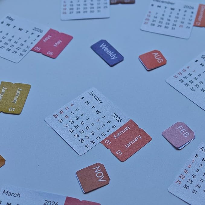 Calendar Stickers Planner Monthly Stickers Self Adhesive Index Tabs for Daily Planners & Journals, Work, School, or Home Management (Blossom)