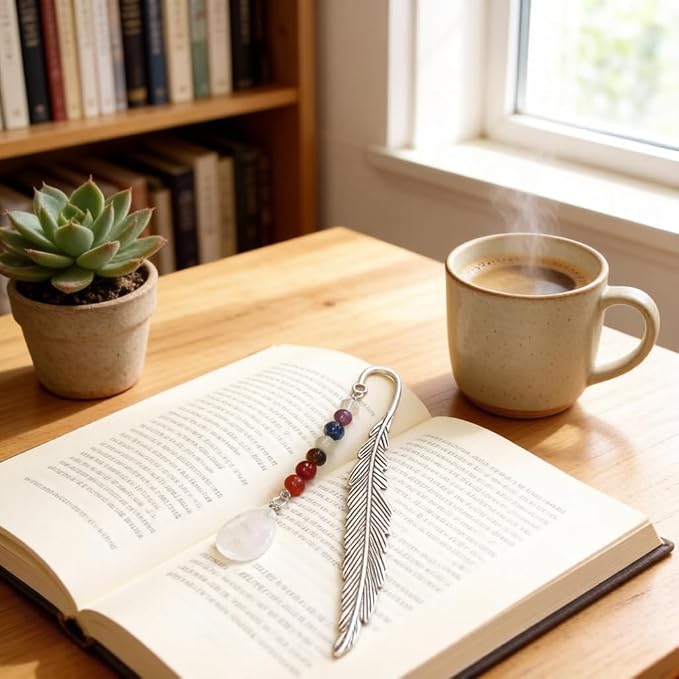 Metal Bookmark, Feather Book Marks with Pendants for Readers Book Lovers, Pretty and Aesthetic Book Accessories Reading Gifts for Women Girls Boys