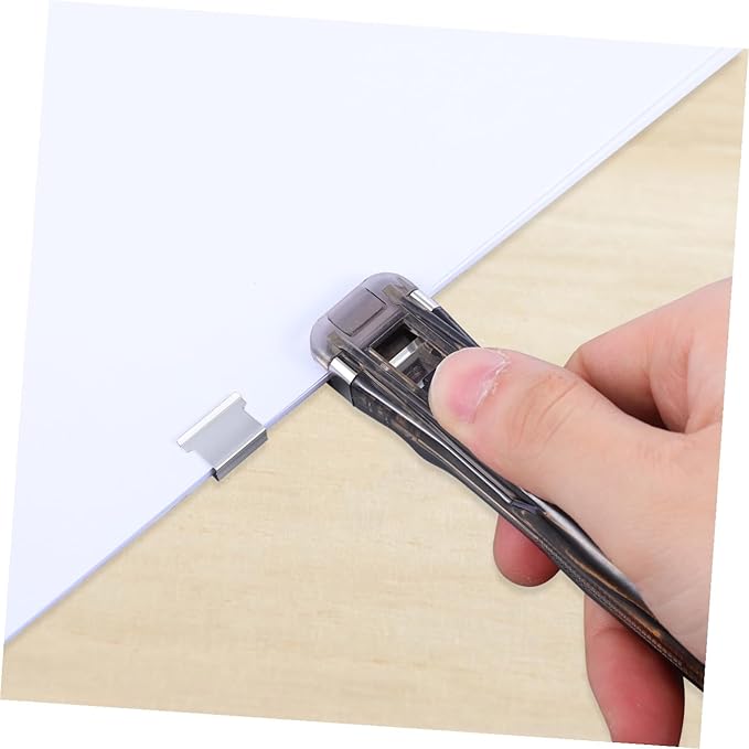 Baluue Hand Stapler with 200pcs Refill Clips, Desktop Document Stapler Office Paper Clipper for Book Binding and File Organization, Black, for School and Work Use