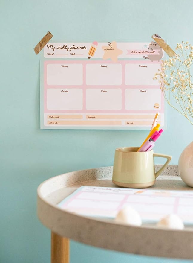 To Do List Notepad Pusheen Calendar A4 | Daily, Weekly Planner | ADHD Planner Pad | 54 Tear-Off Sheets 90 gsm | Pusheen Stationery | Improve Productivity | Task Planner
