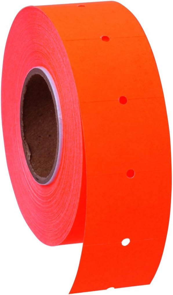 Fluorescent Red with No Tamper Proof Slits Labels to fit Towa®GL/ SpeedyMark4/ Halmark Model "L" Price Guns 16 Pack (Free Ink Roll Included)
